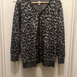 La Vie Rebecca Taylor Leopard Jacquard Cardigan